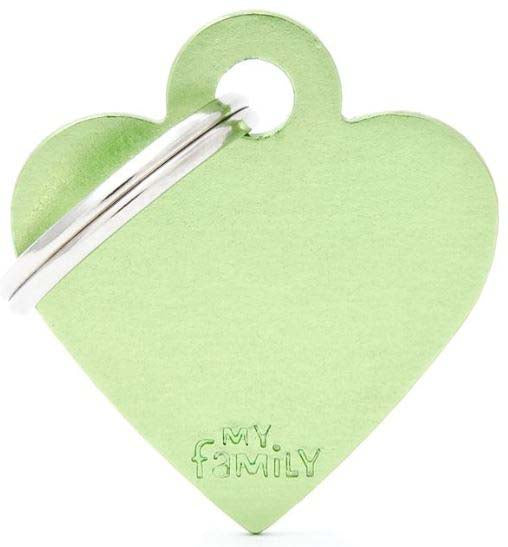 MY FAMILY Basic Medalion pt. gravat, din aluminiu, Inimioara S 2,5x2,8cm, Verde
