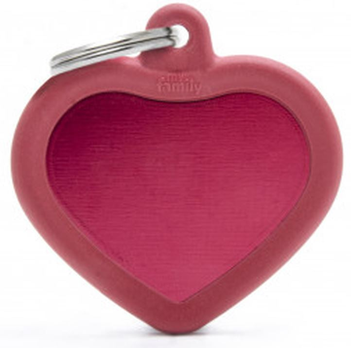 MY FAMILY Hushtag Medalion cauciuc pt. gravat, aluminiu, Inima 3,7x3,7cm, Rosu