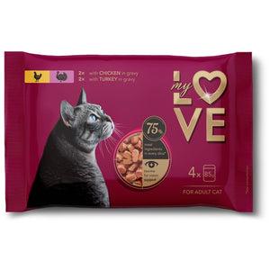 MY LOVE Multipack Hrana umeda pentru pisici, cu Pui si Curcan 4x85g