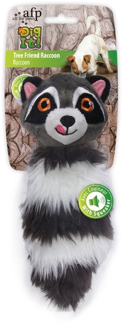 ALL FOR PAWS Dig it Jucarie pentru caini, raton de plus alb/negru,32x27x8cm