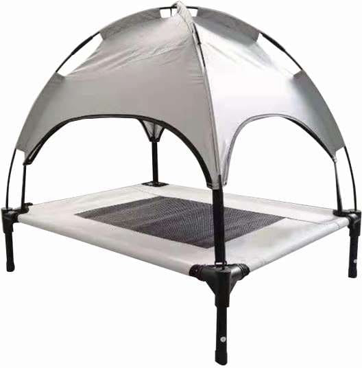 NOBBY Sezlong pentru caini Chill Cool cu umbrela de soare, gri, 76x61x76cm