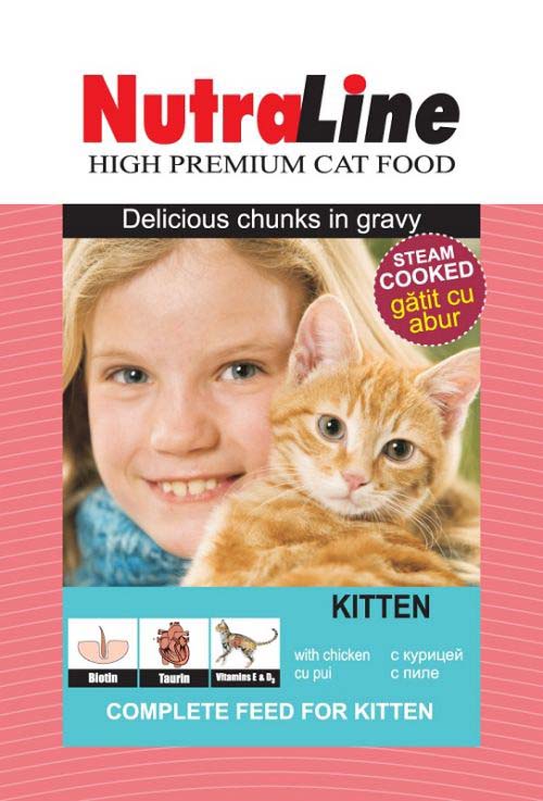NUTRALINE CLASSIC KITTEN Plic hrana umeda pentru pisicute, cu Pui 100g