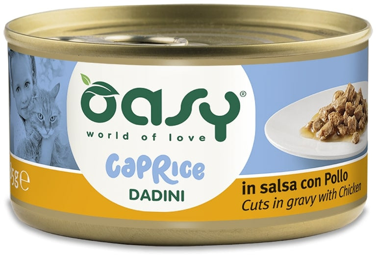 OASY CAPRICE Conserva pentru pisici, Bucati in sos, cu Pui 85g