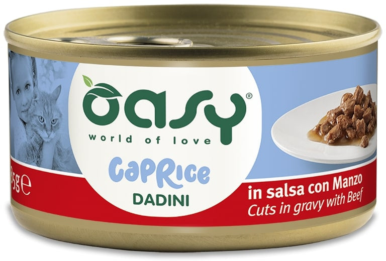 OASY CAPRICE Conserva pentru pisici, Bucati in sos, cu Vita 85g