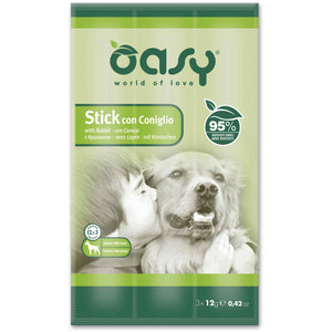 OASY Delicatese pentru caini, Sticks cu Iepure 3x12g