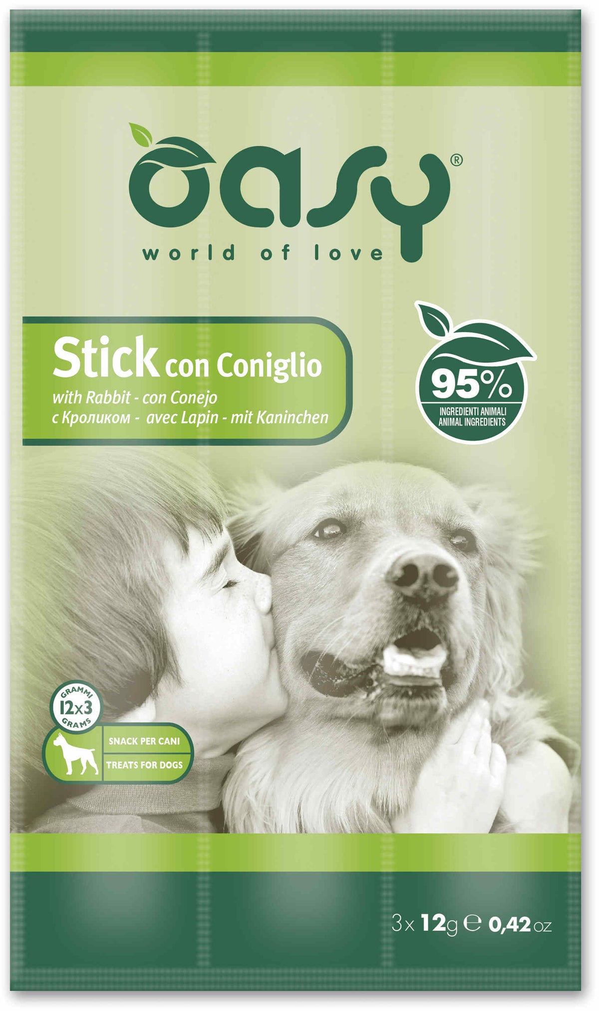 OASY Delicatese pentru caini, Sticks cu Iepure 3x12g