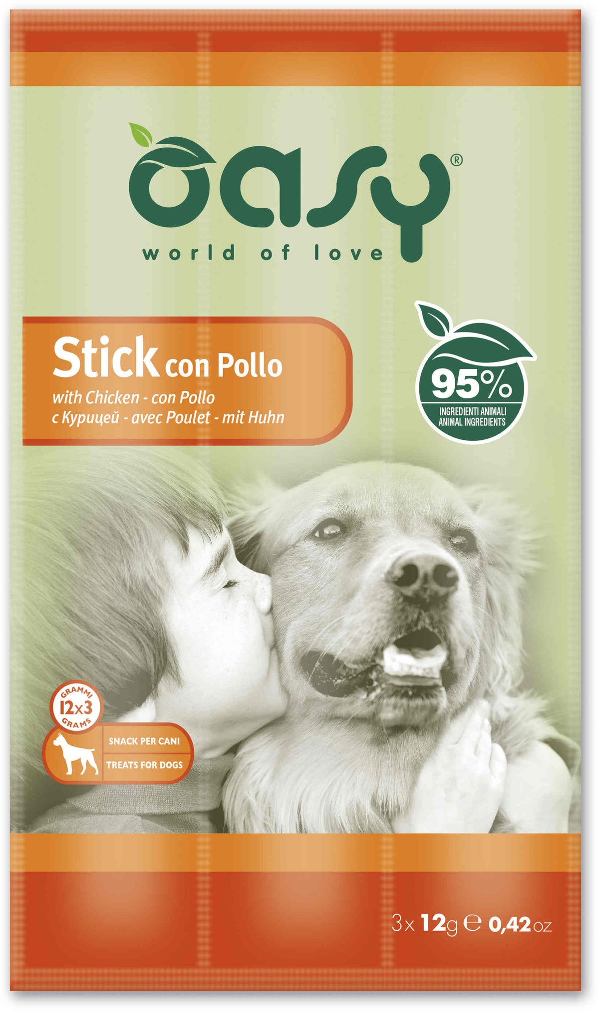OASY Delicatese pentru caini, Sticks cu Pui 3x12g