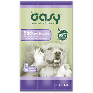OASY Delicatese pentru caini, Sticks Curcan 3x12g