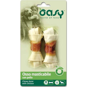 OASY Delicatese pentru caini Os de mestecat cu Pui, marime M, 2 bucati 56g