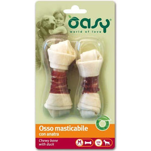 OASY Delicatese pentru caini Os de mestecat cu Rata, marime M, 2 bucati 54g