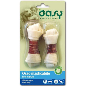 OASY Delicatese pentru caini Os de mestecat cu Vita, marime M, 2 bucati 54g