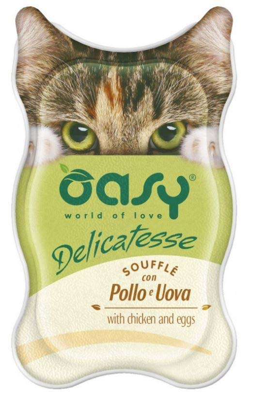 OASY Delicatesse Souffle Pate pentru pisici, cu Pui şi Ou 85g