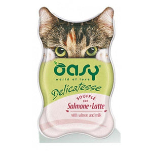 OASY Delicatesse Souffle Pate pentru pisici, cu Somon si Lapte 85g