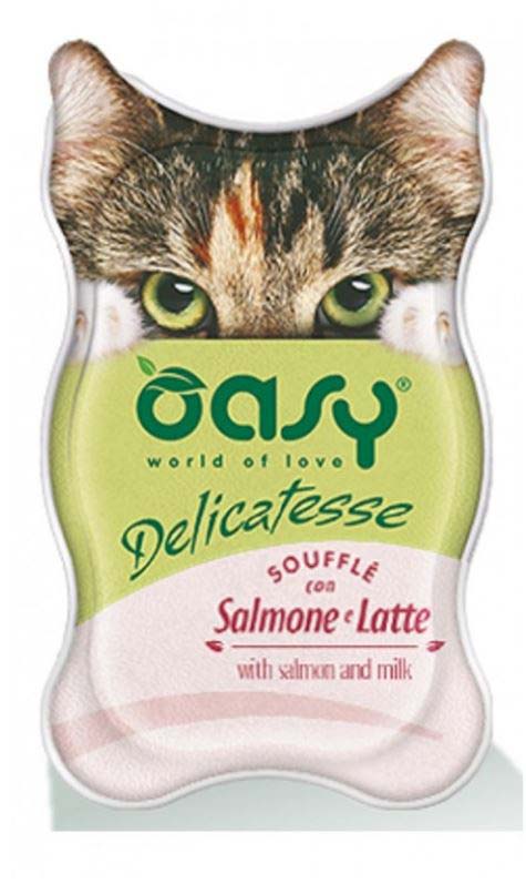 OASY Delicatesse Souffle Pate pentru pisici, cu Somon si Lapte 85g
