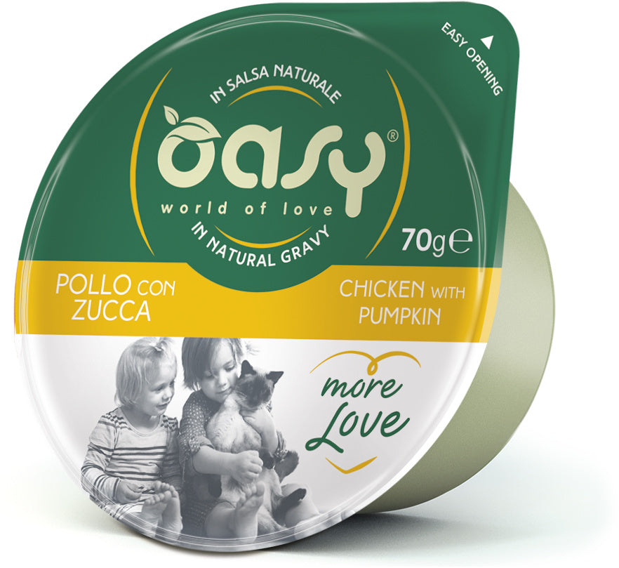 OASY More Love Bol pentru pisici, cu Pui si dovleac 70g