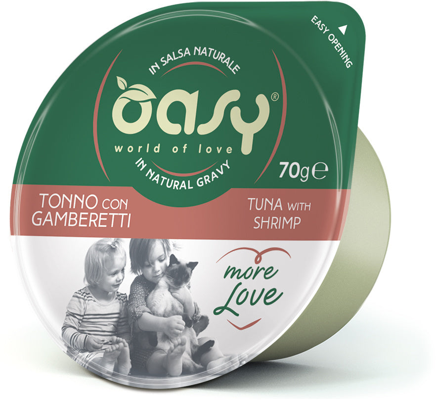 OASY More Love Bol pentru pisici, cu Ton si Creveti 70g 