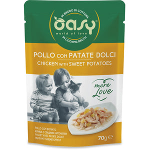 OASY More Love Plic pentru pisici, cu Pui si Cartofi dulci 70g