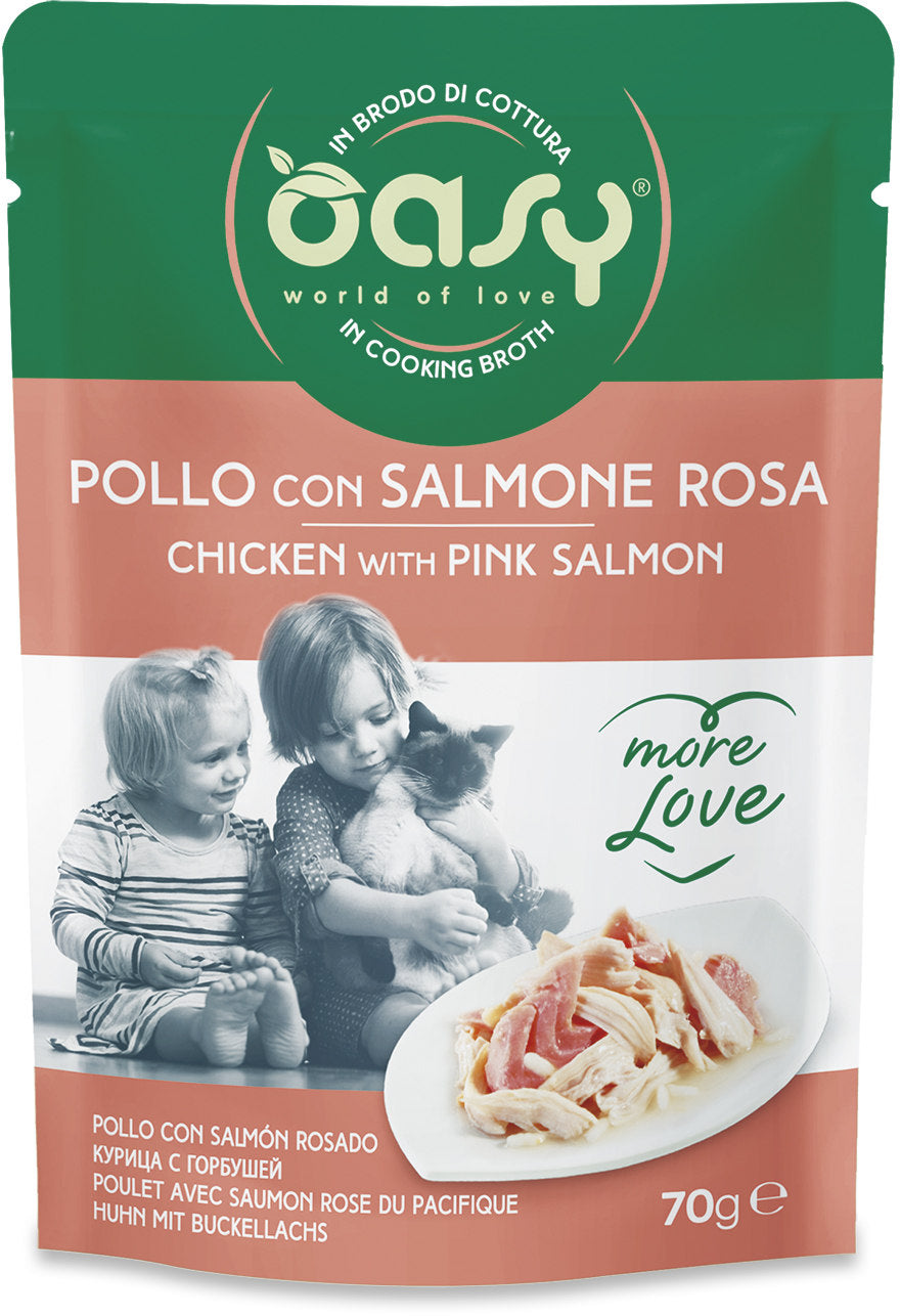 OASY More Love Plic pentru pisici, cu Pui si Somon 70g