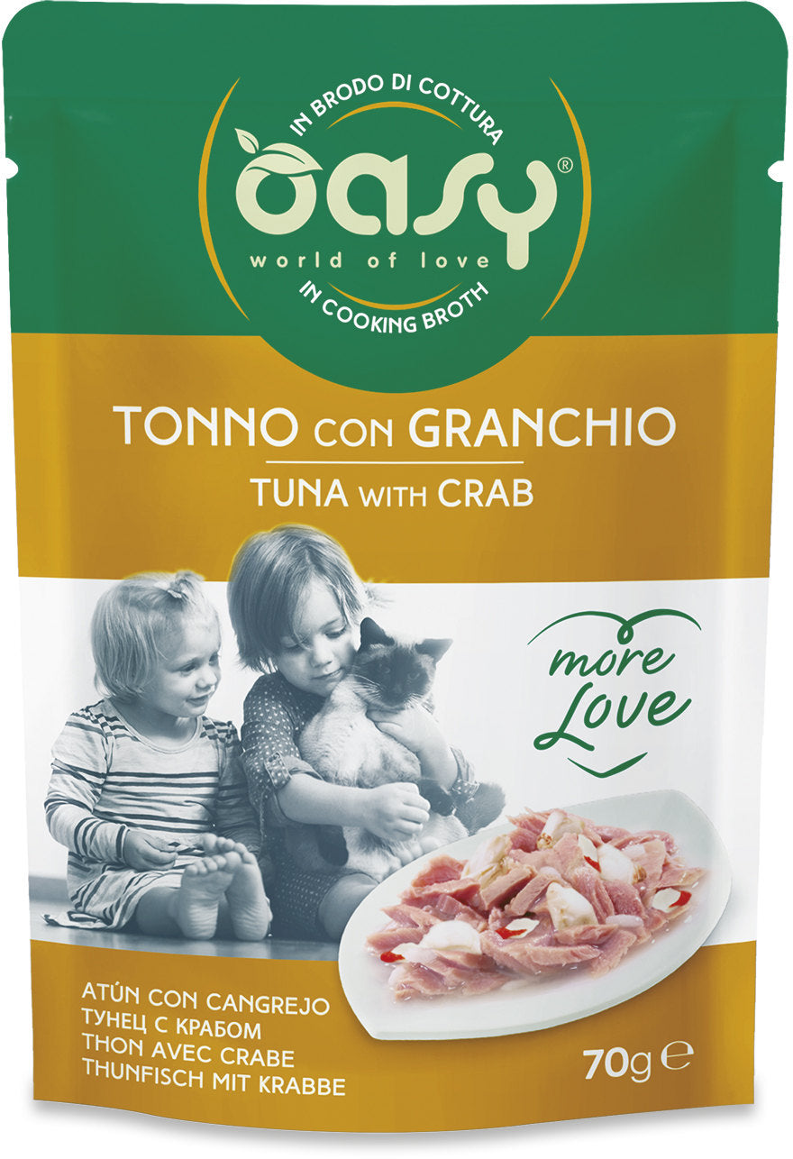 OASY More Love Plic pentru pisici, cu Ton si Crab 70g