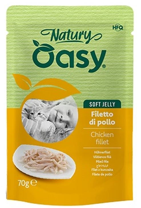 OASY Natury Plic pentru pisici, cu Filei de Pui in jeleu 70g 