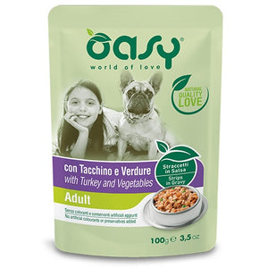OASY Plic hrana umeda pentru caini Adult, cu Legume si Curcan 100g