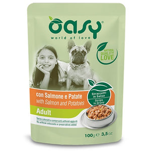 OASY Plic hrana umeda pentru caini Adult, cu Somon si Cartofi 100g