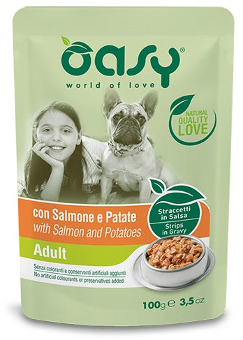 OASY Plic hrana umeda pentru caini Adult, cu Somon si Cartofi 100g