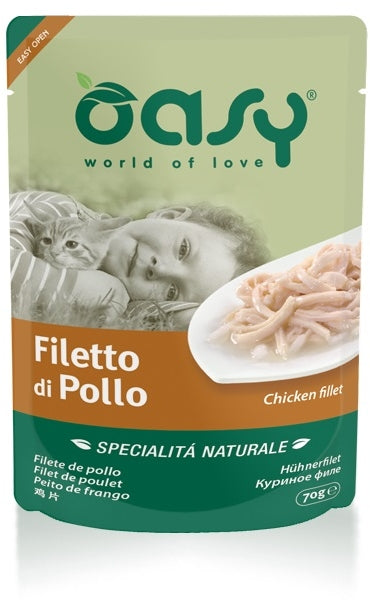 OASY Plic hrana umeda pentru pisici, File de Pui, in sos 70gr
