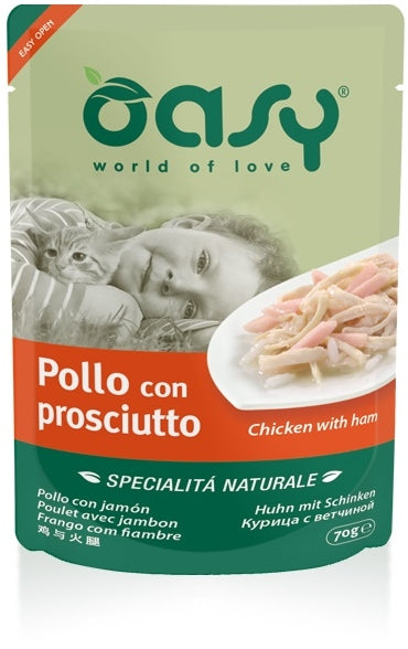 OASY Plic hrana umeda pentru pisici, File de Pui si Sunca de Pui, in sos 70g