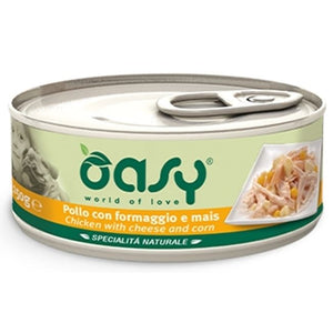 OASY Specialita' Naturali Conserva pentru caini, cu Pui, Branza si Porumb 150g