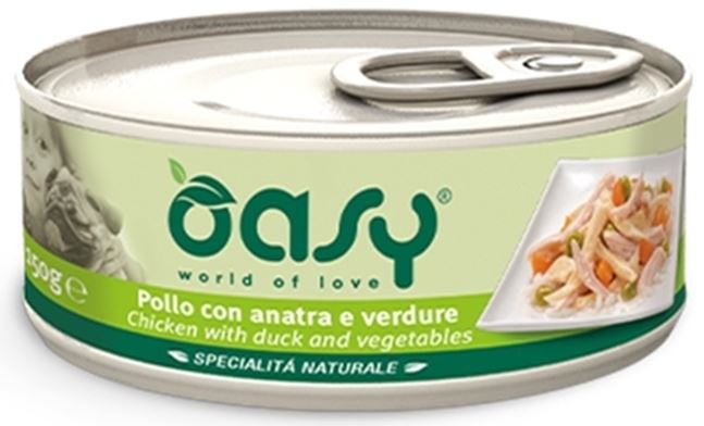OASY Specialita' Naturali Conserva pentru caini, cu Pui, Rata si Legume 150g