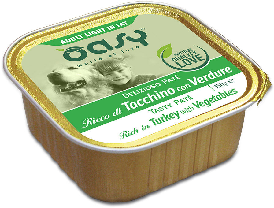 OASY TASTY PATE Hrana pentru caini, Light, Pate Curcan si legume 150g
