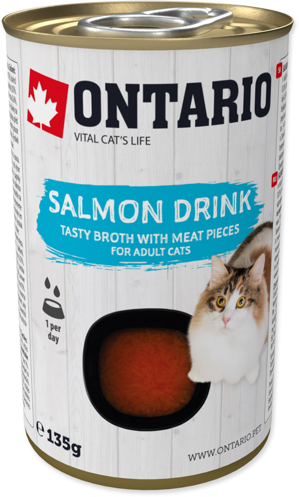 ONTARIO Conserva pentru pisici adulte, Supa cu bucati de Somon 135g