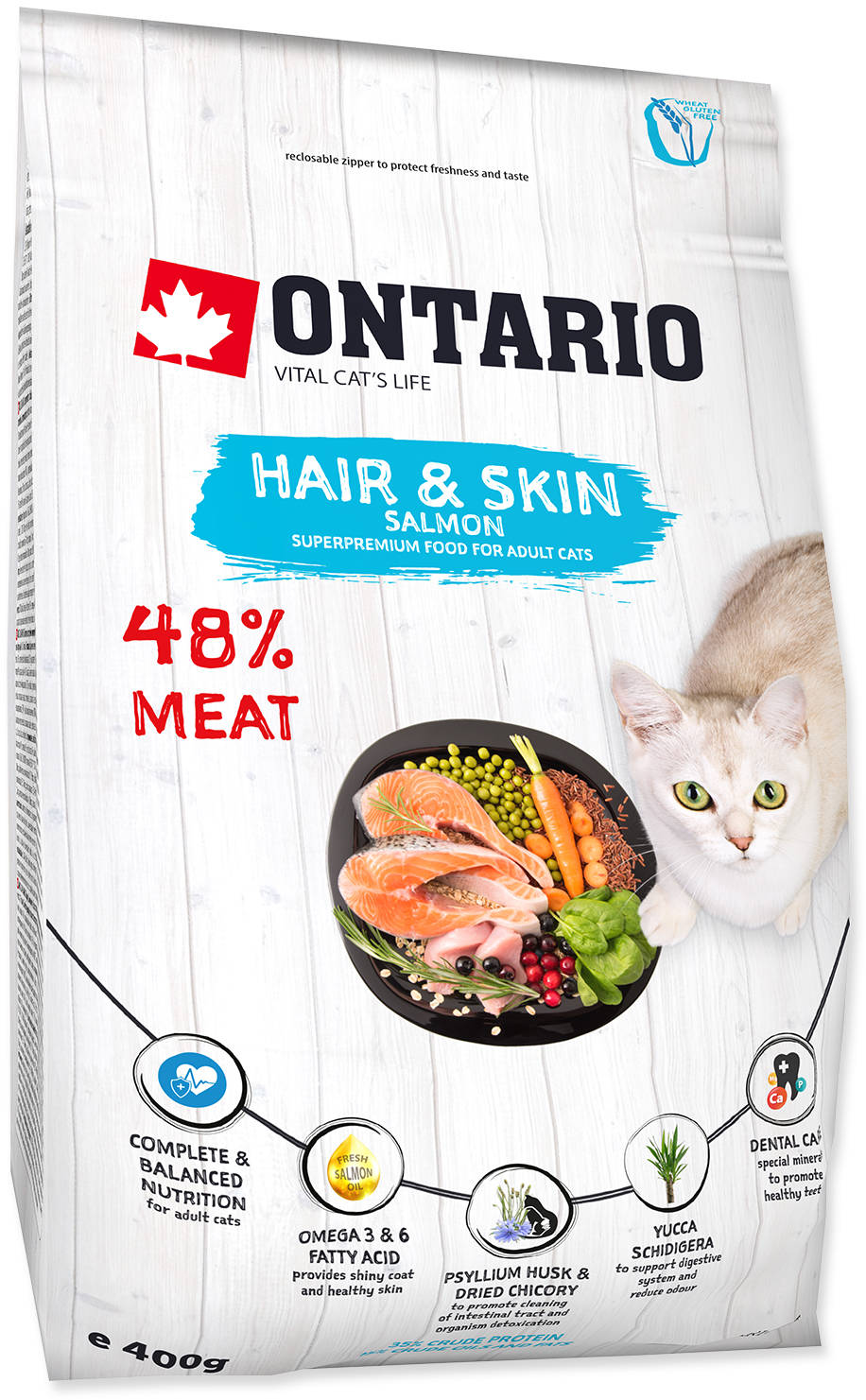 ONTARIO Hrana uscata pentru pisici adulte, Hair&Skin 400g