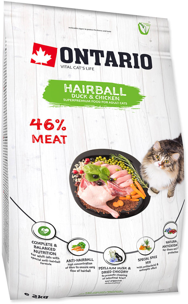 ONTARIO Hrana uscata pentru pisici adulte, Hairball 