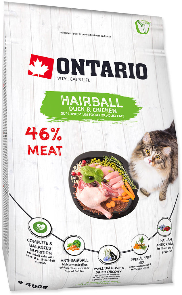 ONTARIO Hrana uscata pentru pisici adulte, Hairball 400g