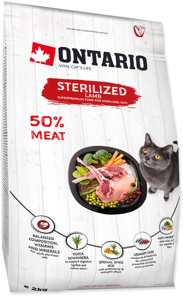 ONTARIO Hrana uscata pentru pisici adulte, Sterilised, cu Miel
