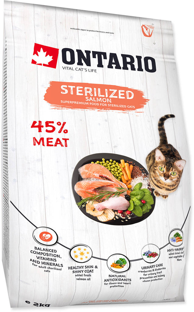 ONTARIO Hrana uscata pentru pisici adulte, Sterilised, cu Somon 2kg