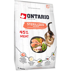 ONTARIO Hrana uscata pentru pisici adulte, Sterilised, cu Somon 400g