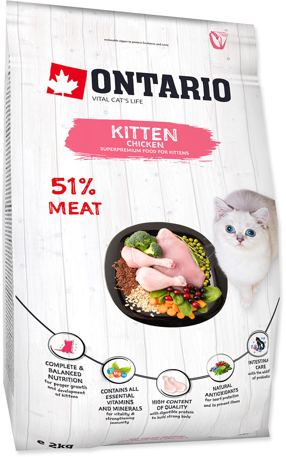 ONTARIO KITTEN Hrana uscata pentru pisicute, cu Pui 2kg