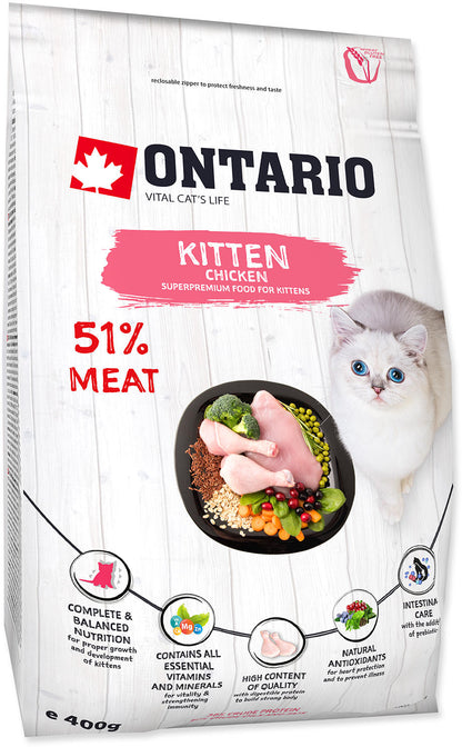ONTARIO KITTEN Hrana uscata pentru pisicute, cu Pui 400g