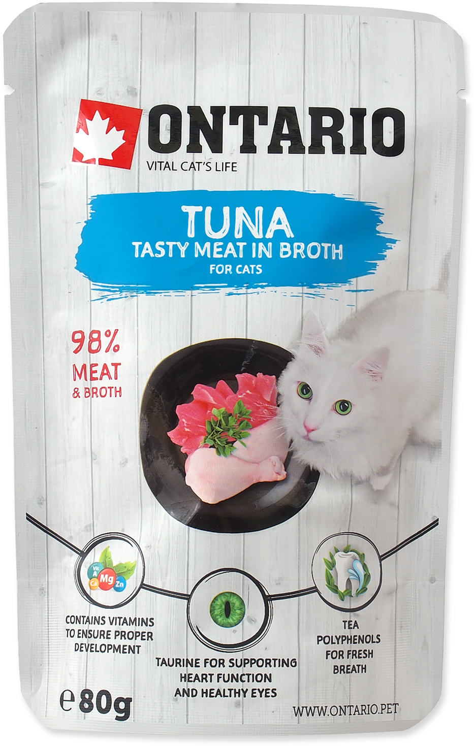 ONTARIO Plic pentru pisici adulte, cu Ton, in supa 80g