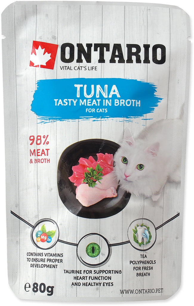 ONTARIO Plic pentru pisici adulte, cu Ton, in supa 80g