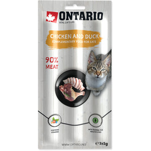ONTARIO Recompensa pentru pisici adulte, Stick Pui si Rata 3x5g