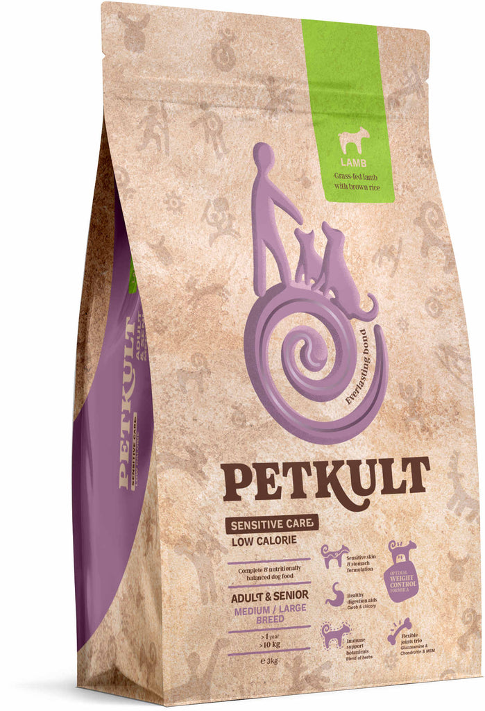 PETKULT Sensitive Low Callories Adult & SENIOR, talie medie/mare, Miel/orez 3kg