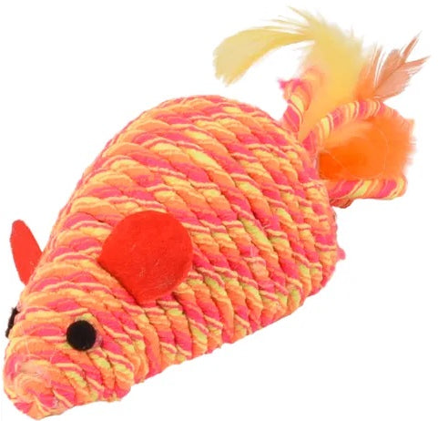 OUTLET FLAMINGO Jucarie Soricelul BIBI din sfoara, cu pene, portocaliu, 21cm