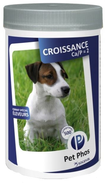 PET PHOS Croissance Ca/P2 Supliment vitamino-mineral pentru câini, 100 tablete - Maxi-Pet.ro
