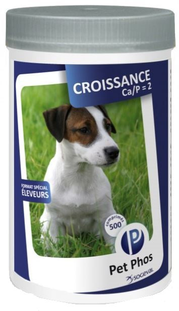PET PHOS Croissance Ca/P2 Supliment vitamino-mineral pentru caini, 100 tablete