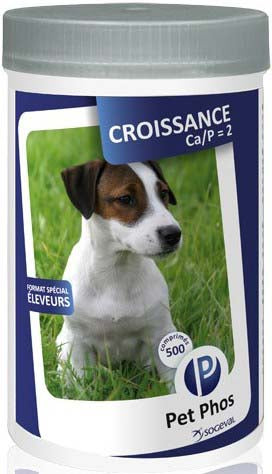 PET PHOS Croissance Ca/P2 Supliment vitamino-mineral pentru caini, 500 tablete