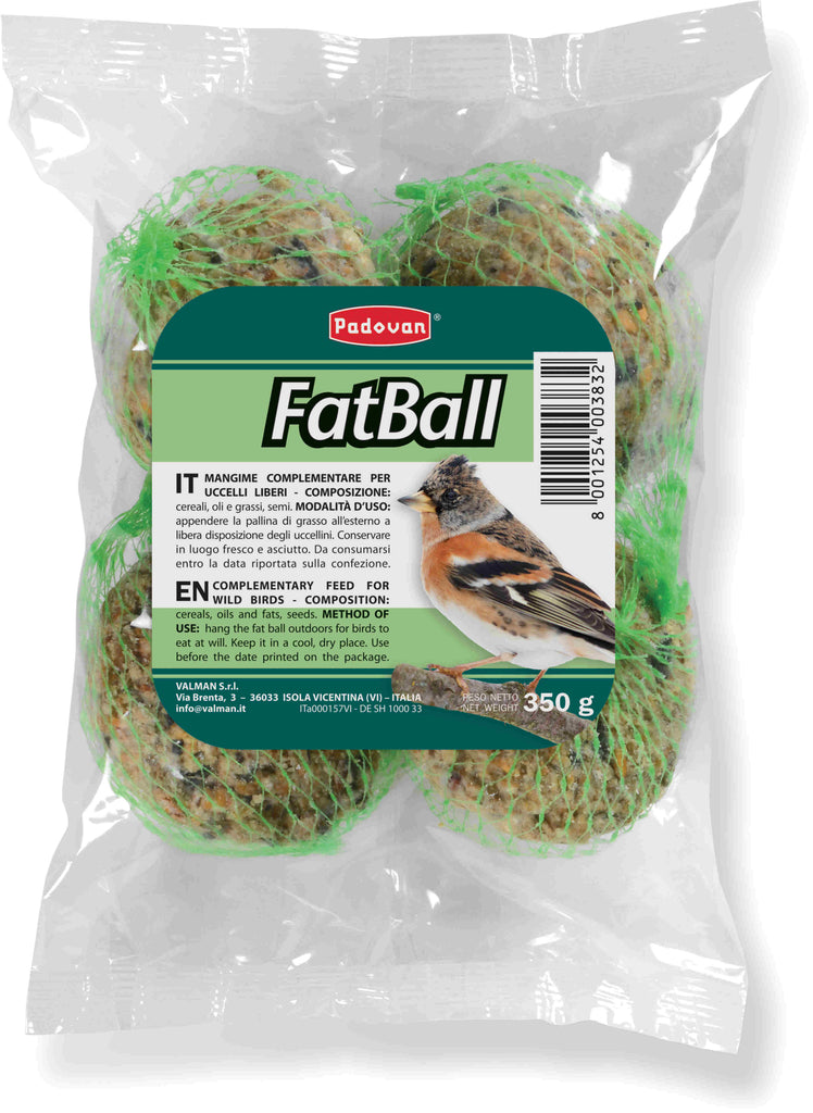 PADOVAN FAT BALL Hrană pentru păsări sălbatice, sub formă de bilă 4 bucăţi, 350g - Maxi-Pet.ro